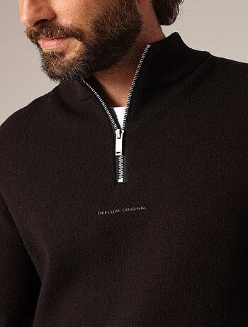 Pull zippé en maille fine et col montant 'Deeluxe'