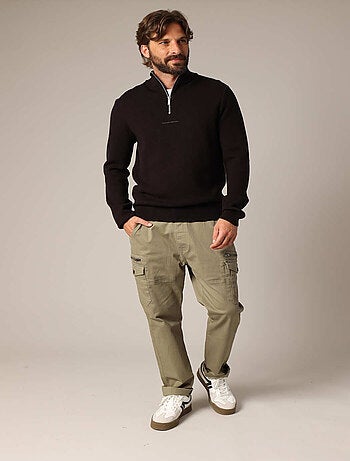 Pull zippé en maille fine et col montant 'Deeluxe'