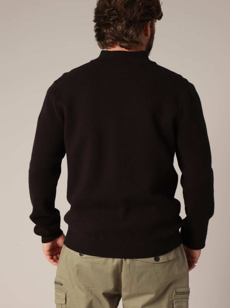Pull zippé en maille fine et col montant 'Deeluxe' Noir - Kiabi