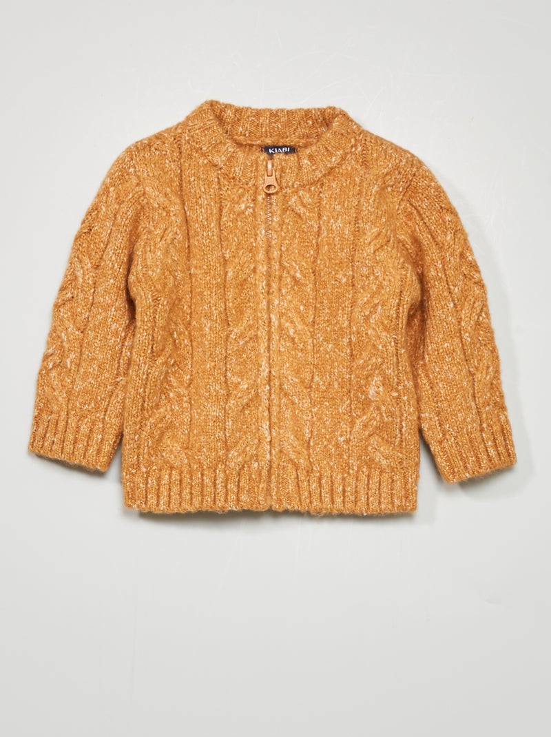 Pull zippé en maille Marron clair - Kiabi