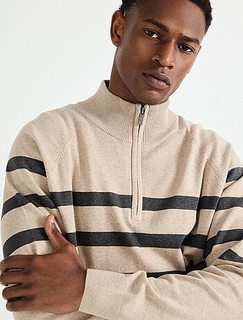 Pull zippé en maille pour homme MO Fashion