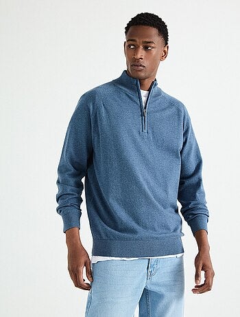 Pull zippé en maille pour homme MO Fashion