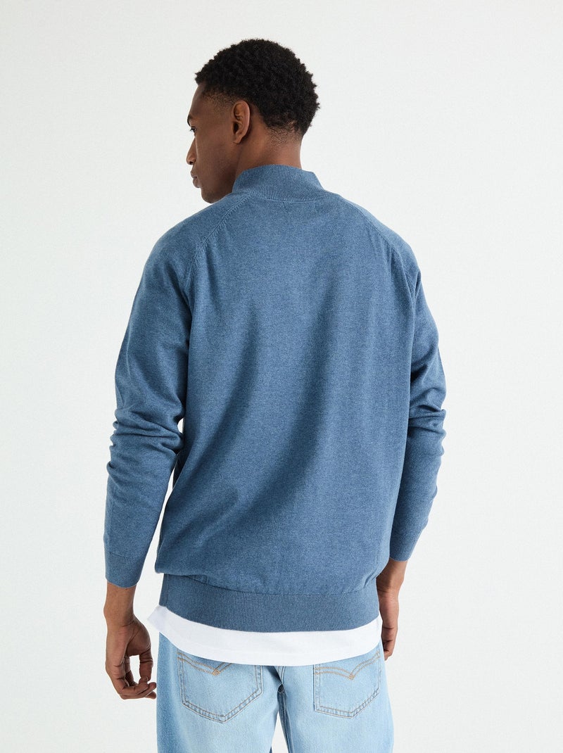 Pull zippé en maille pour homme MO Fashion Bleu - Kiabi
