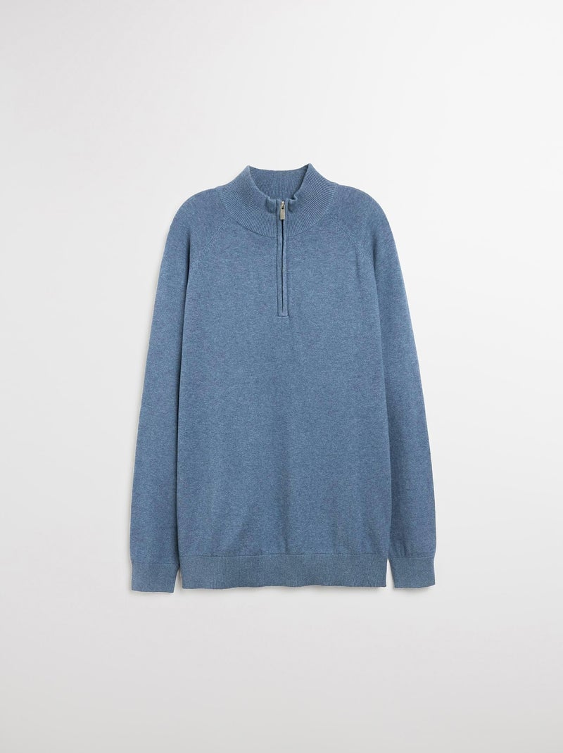Pull zippé en maille pour homme MO Fashion Bleu - Kiabi