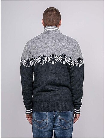 Pull zippé motif jacquard lunipark