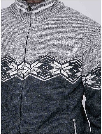 Pull zippé motif jacquard lunipark