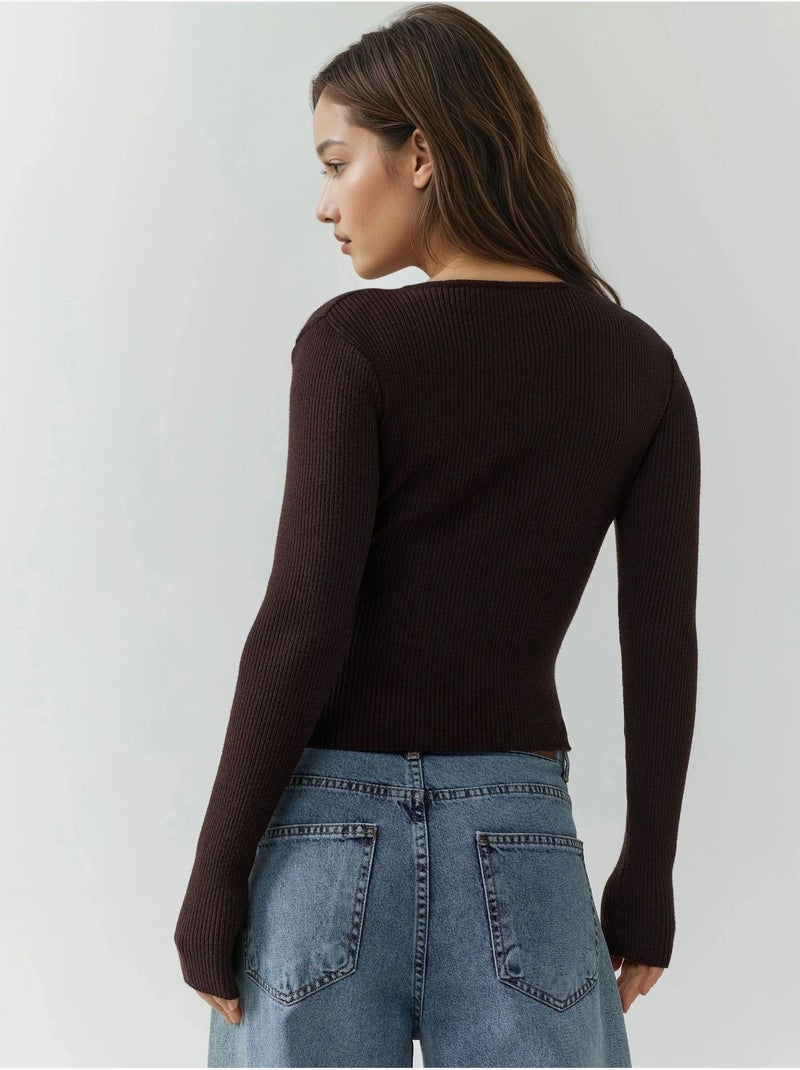 Pull zippé Sabrina Marron - Kiabi