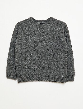 Pulljacquard col rond uni