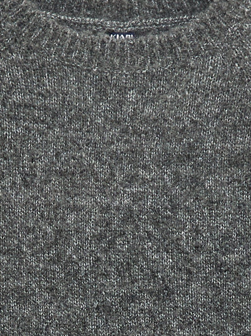 Pulljacquard col rond uni Gris - Kiabi