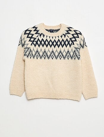 Pulljacquard col rond uni