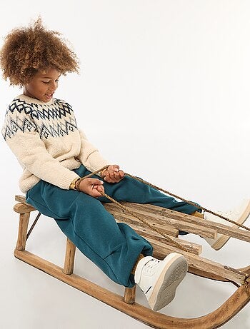 Pulljacquard col rond uni