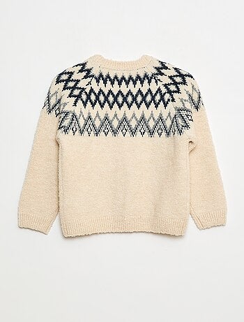 Pulljacquard col rond uni