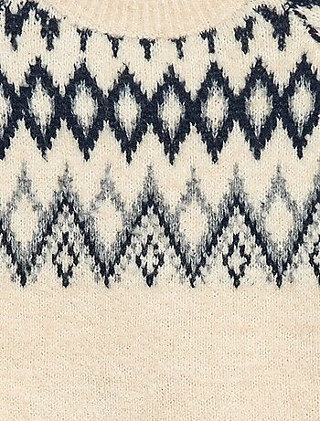 Pulljacquard col rond uni