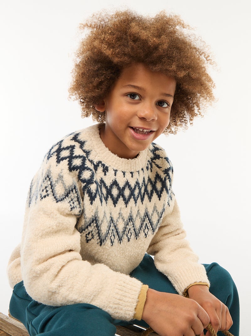 Generisch Enfant Fille Garçon Hiver Avec Jacquard Tricoté Pull Chaud Manches Longues Pour Enfants Vêtements Happy Girls Filles Cardigan, Marron, 2-3 Ans