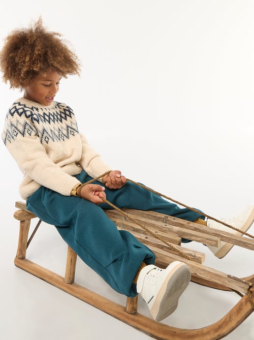 Pulljacquard col rond uni - Kiabi