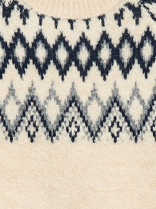 Pulljacquard col rond uni - Kiabi