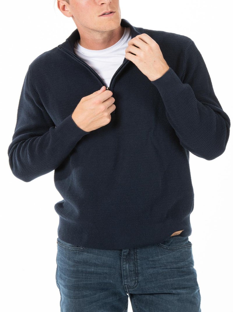 Pullover col camionneur zippé ENZO 'Rica Lewis' Bleu - Kiabi