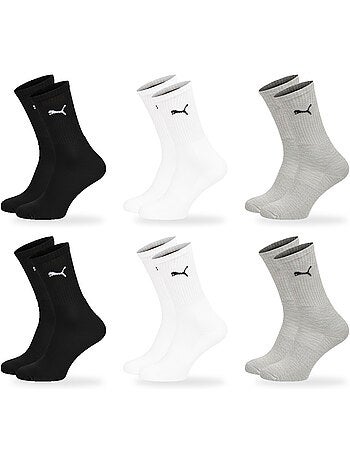 Puma chaussettes mixte crew pack 6 paires (lot) - coton doux, talon cousu