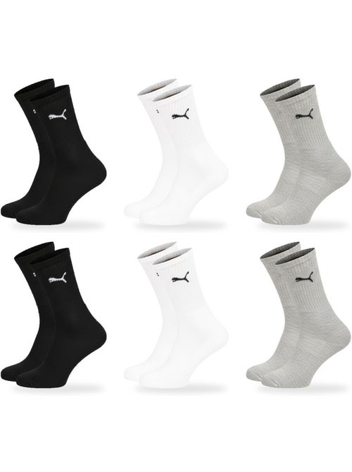 Puma chaussettes mixte crew pack 6 paires (lot) - coton doux, talon cousu - Kiabi Puma chaussettes mixte crew pack 6 paires (lot) - coton doux, talon cousu - Kiabi