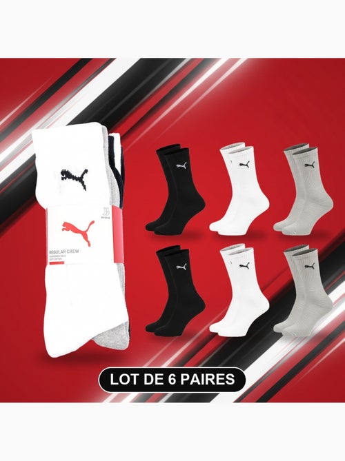 Puma chaussettes mixte crew pack 6 paires (lot) - coton doux, talon cousu - Kiabi Puma chaussettes mixte crew pack 6 paires (lot) - coton doux, talon cousu - Kiabi