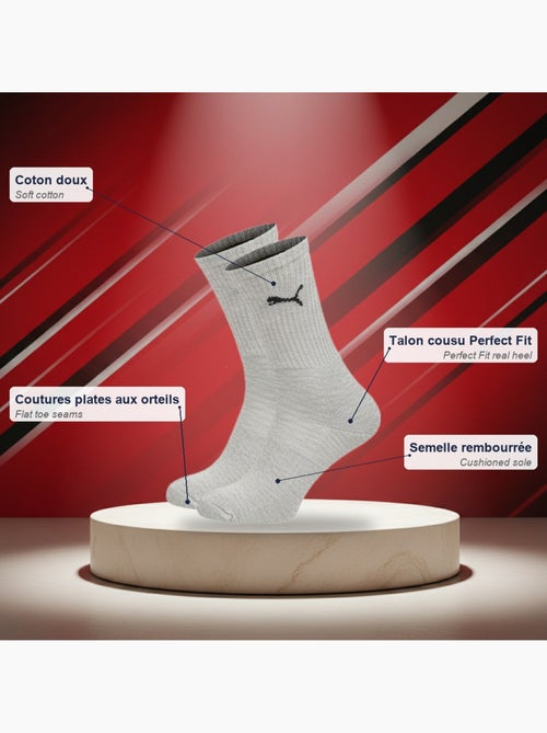 Puma chaussettes mixte crew pack 6 paires (lot) - coton doux, talon cousu - Kiabi Puma chaussettes mixte crew pack 6 paires (lot) - coton doux, talon cousu - Kiabi
