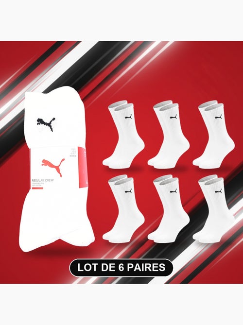 Puma chaussettes mixte crew pack 6 paires (lot) - coton doux, talon cousu - Kiabi Puma chaussettes mixte crew pack 6 paires (lot) - coton doux, talon cousu - Kiabi