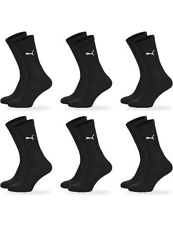 Puma chaussettes mixte crew pack 6 paires (lot) - coton doux, talon cousu