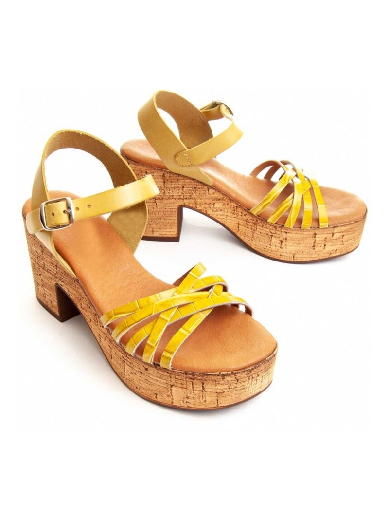 Purapiel Sandale À Talons Corchosand3 Marron - Kiabi