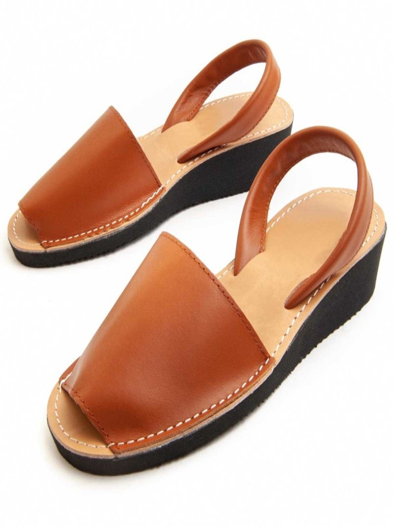 Purapiel Sandale Compensée Ibisc24 Marron - Kiabi