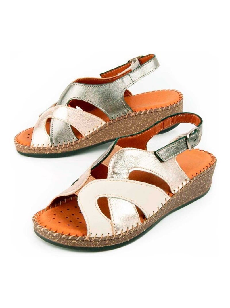 Purapiel Sandale Compensée Leida Beige - Kiabi