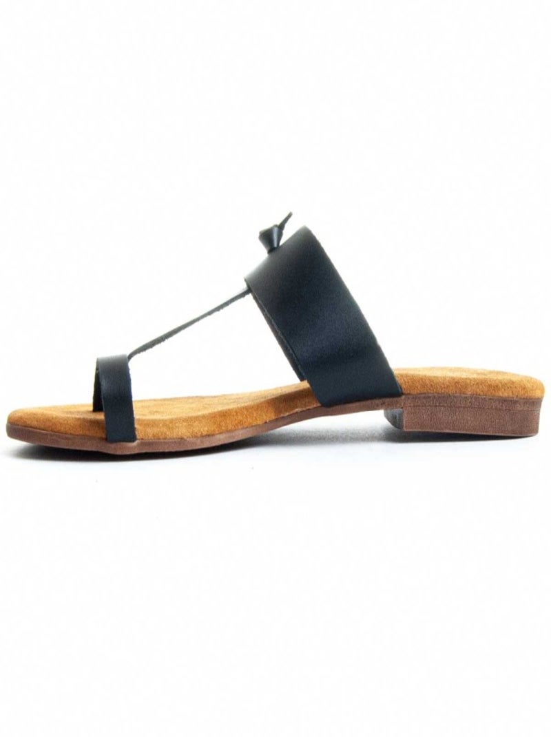 Purapiel Sandale Plate Atlantic Noir - Kiabi