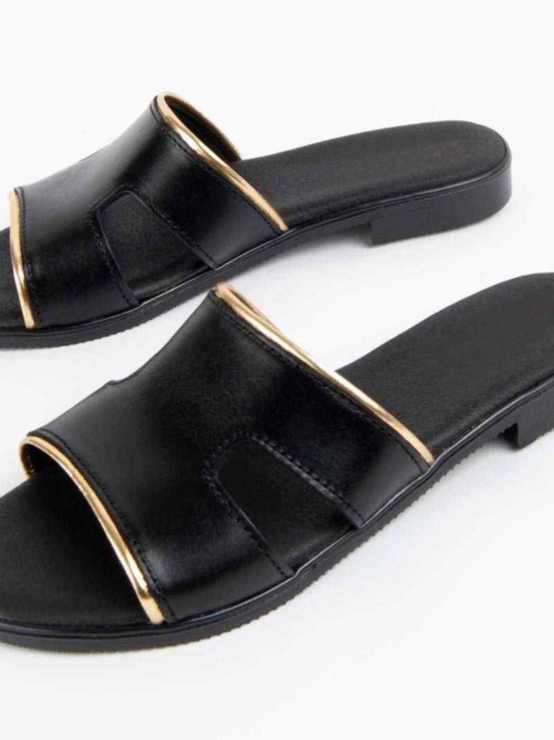 Purapiel Sandale Plate Hacca Noir - Kiabi
