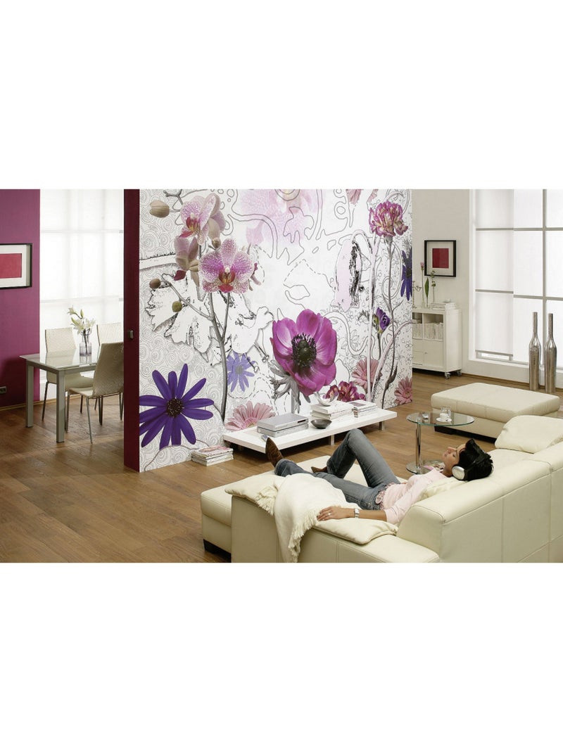 Purple Photo murale - 368 x 254 cm Blanc Violet Gris - Kiabi