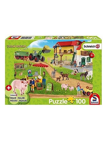 Puzzle 100 pièces avec figurine : Ferme et magasin de la ferme