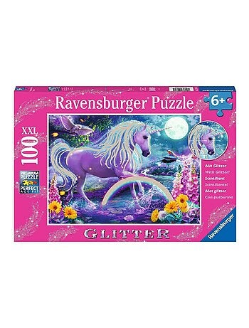 Puzzle 100 pièces XXL : Collection Paillettes : Licorne scintillante