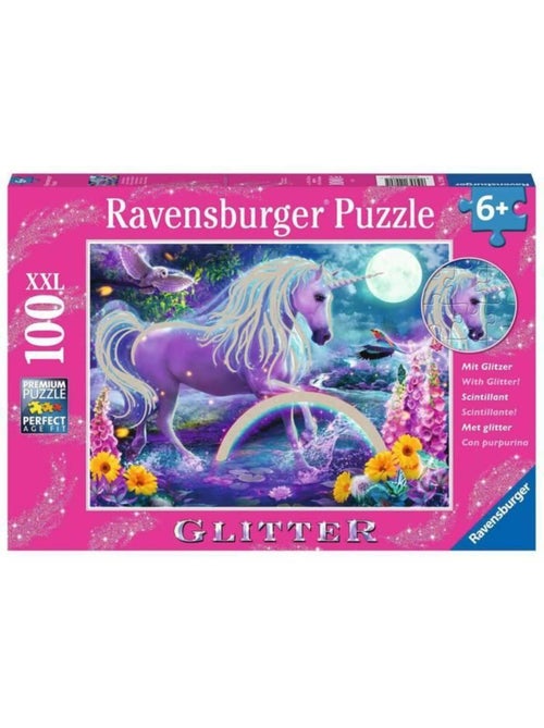 Puzzle 100 pièces XXL : Collection Paillettes : Licorne scintillante - Kiabi