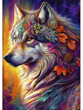 Puzzle 1000 Pièces Loup Avec Fleurs - Fabriqué en France