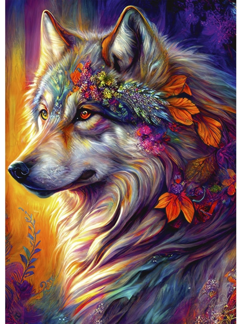 Puzzle 1000 Pièces Loup Avec Fleurs - Fabriqué en France N/A - Kiabi