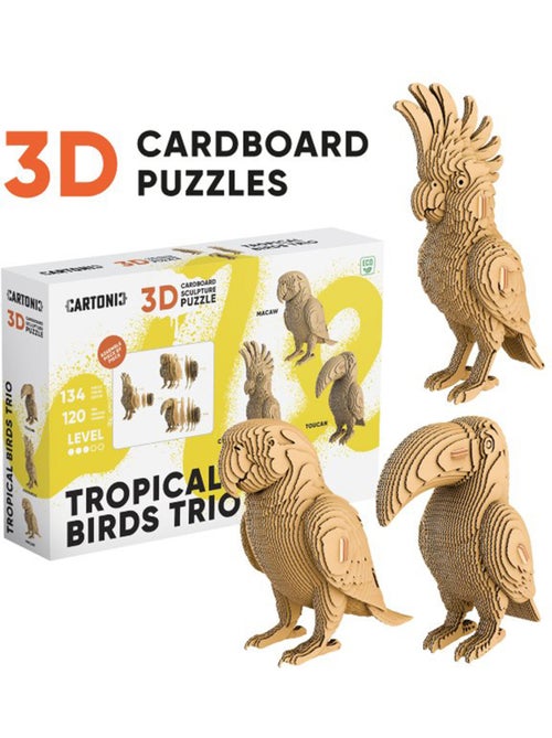 Puzzle 134 pièces 3d trio d'oiseaux - Kiabi