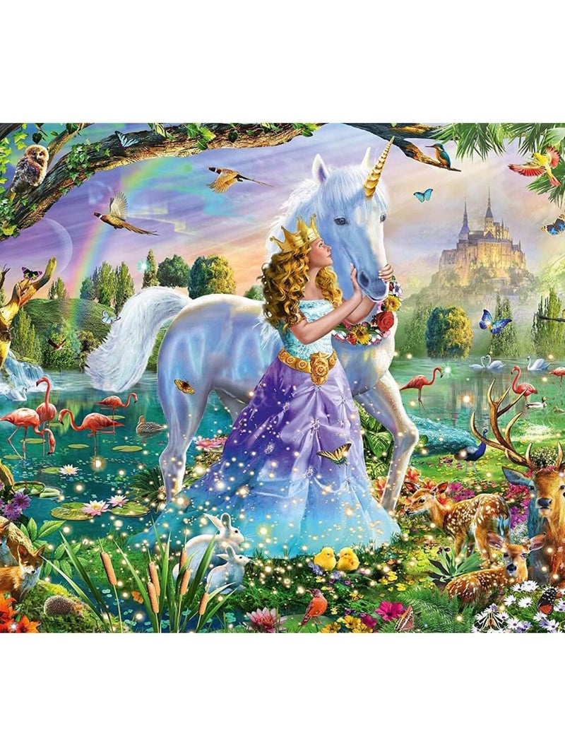 Puzzle 150 pièces : Princesse avec licorne et château N/A - Kiabi