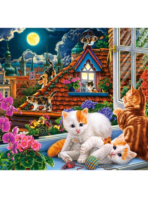 Puzzle 180 pièces : Chatons sur le toit - Kiabi