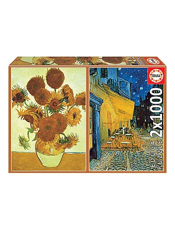 Puzzle 2 x 1000 pcs - Les tournesols + Terrase du cafe le soir - Van gogh