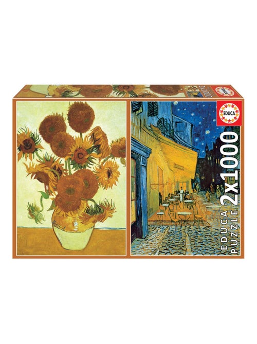 Puzzle 2 x 1000 pcs - Les tournesols + Terrase du cafe le soir - Van gogh - Kiabi