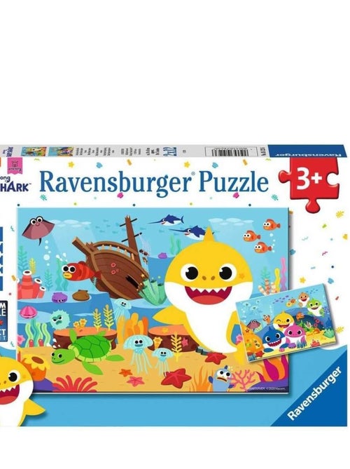 Puzzle 2 x 12 pièces : baby shark explore l'océan - Kiabi