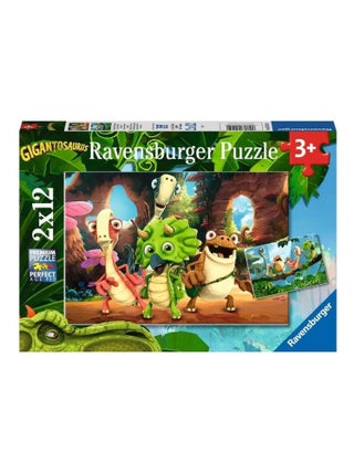 Puzzle 2 x 12 pièces Gigantosaurus : la petite bande de dinosaures