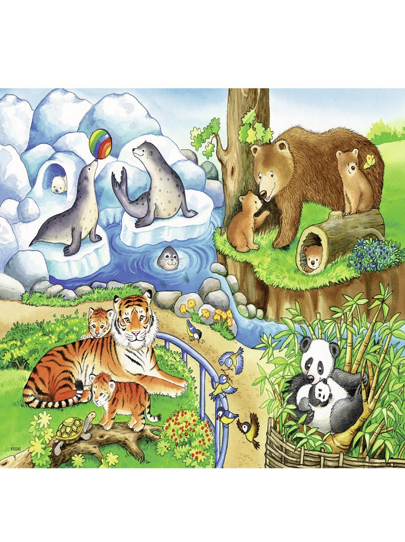Puzzle 2 x 12 pièces : Les animaux du zoo N/A - Kiabi