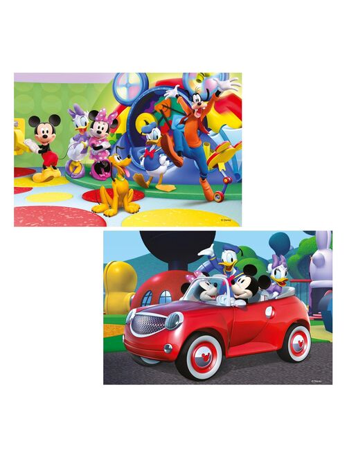 Puzzle 2 x 12 pièces : Mickey, Minnie et leurs amis - Kiabi