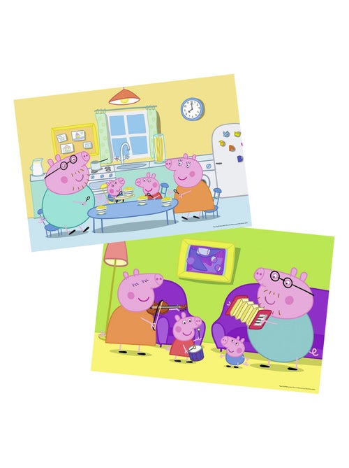 Puzzle 2 x 12 pièces : Peppa Pig : A la maison - Kiabi