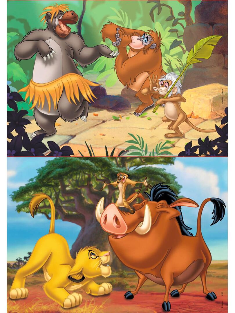 Puzzle 2 x 20 pièces : Animaux Disney : Le Roi Lion et Le Livre de la  jungle - N/A - Kiabi - 11.19€