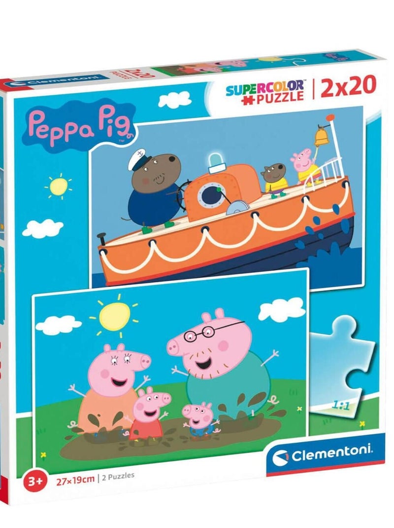 Puzzle 2 x 20 pièces : Peppa Pig N/A - Kiabi